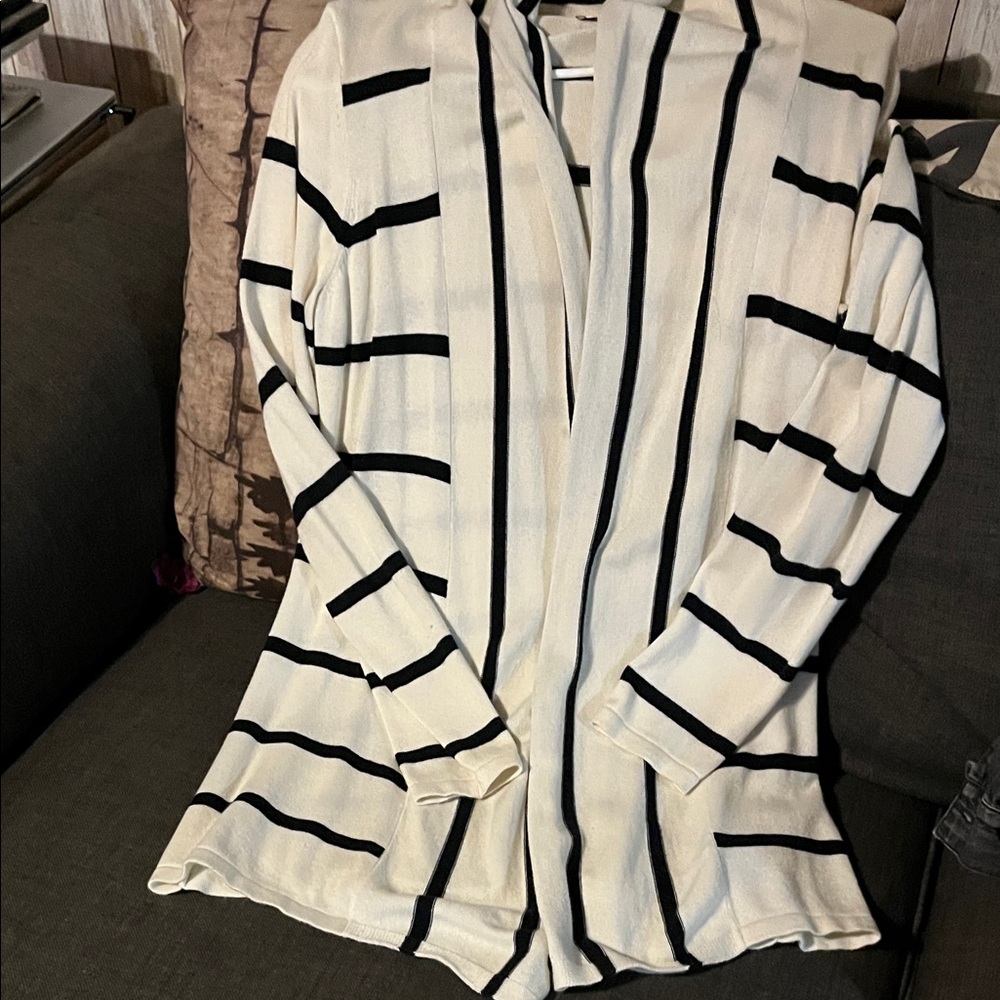 5/$25 Black Striped Open Cardigan